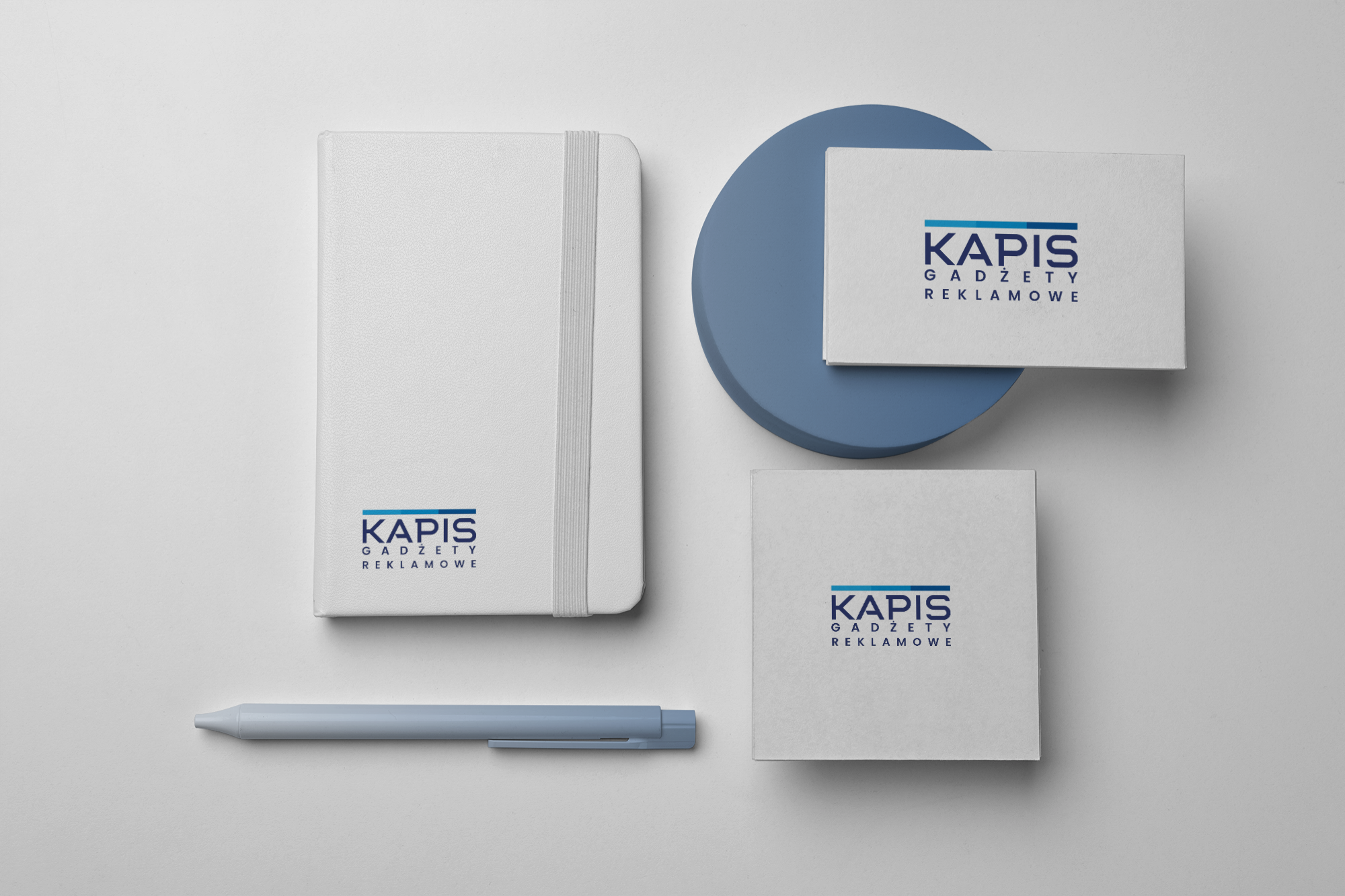 Top view on stationery set mockup